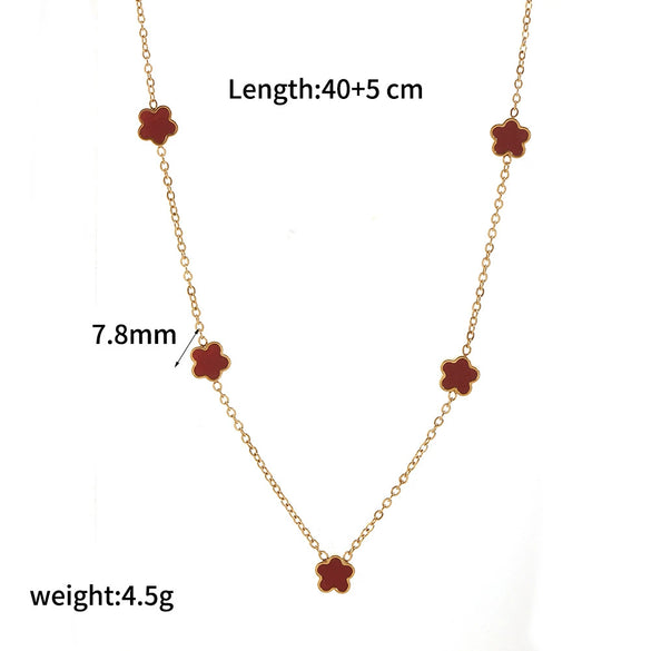 Wholesale Women's Stainless Steel And Titanium Steel Flowershaped Necklace With Electroplating And O Word Chain Versatile Style