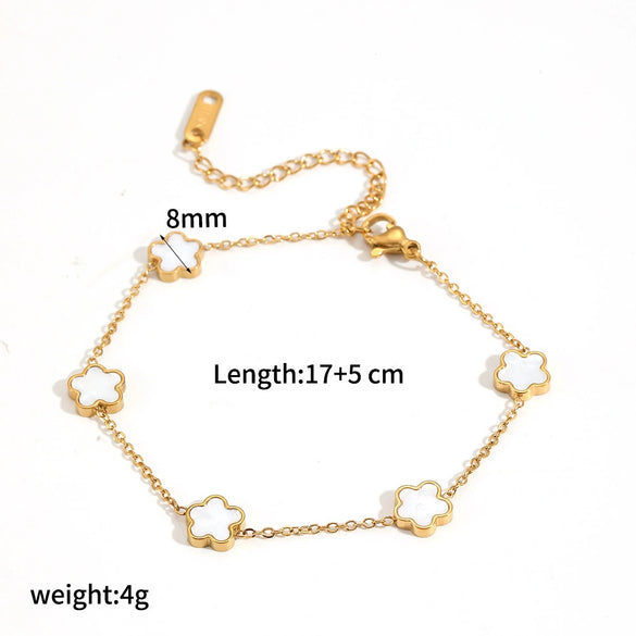 Wholesale Women's Stainless Steel And Titanium Steel Flowershaped Necklace With Electroplating And O Word Chain Versatile Style