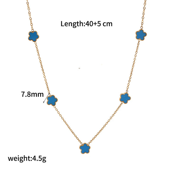 Wholesale Women's Stainless Steel And Titanium Steel Flowershaped Necklace With Electroplating And O Word Chain Versatile Style
