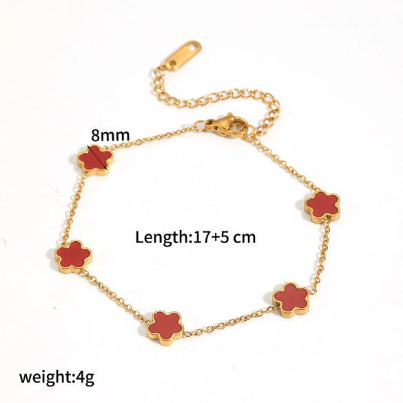 Wholesale Women's Stainless Steel And Titanium Steel Flowershaped Necklace With Electroplating And O Word Chain Versatile Style