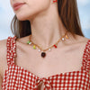 Wholesale Women's Stainless Steel And Titanium Steel Fruit Style Jewelry With Electroplating Geometric Shaped Necklace