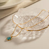Wholesale Women's Stainless Steel And Titanium Steel Geometric Blue Opal Necklace With 18K Gold Plated Electroplating Treatment
