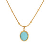 Wholesale Women's Stainless Steel And Titanium Steel Geometric Blue Opal Necklace With 18K Gold Plated Electroplating Treatment