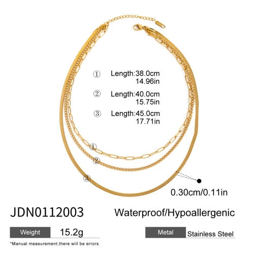 Wholesale Women's Stainless Steel And Titanium Steel Geometric Cherry Zircon Stacked Multi Layer Clavicle Chain Necklace With Electroplating