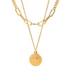 Wholesale Women's Stainless Steel And Titanium Steel Geometric Coin Wind Pendant Necklace With Electroplating And Quiet Design