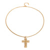 Wholesale Women's Stainless Steel And Titanium Steel Geometric Cross Pendant Necklace With Electroplating Design