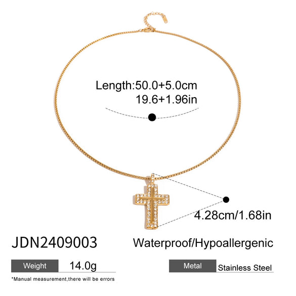Wholesale Women's Stainless Steel And Titanium Steel Geometric Cross Pendant Necklace With Electroplating Design
