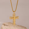 Wholesale Women's Stainless Steel And Titanium Steel Geometric Cross Pendant Necklace With Electroplating Design