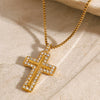 Wholesale Women's Stainless Steel And Titanium Steel Geometric Cross Pendant Necklace With Electroplating Design