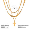 Wholesale Women's Stainless Steel And Titanium Steel Geometric Cross Pendant Three Layer Necklace With Electroplating