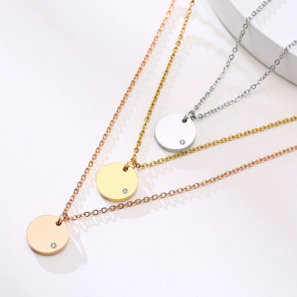 Wholesale Women's Stainless Steel And Titanium Steel Geometric Diamond Necklace With Ochain