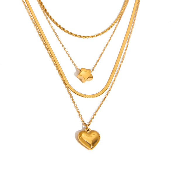 Wholesale Women's Stainless Steel And Titanium Steel Geometric Electroplated Multi Layer Necklace