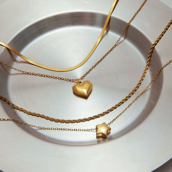 Wholesale Women's Stainless Steel And Titanium Steel Geometric Electroplated Multi Layer Necklace