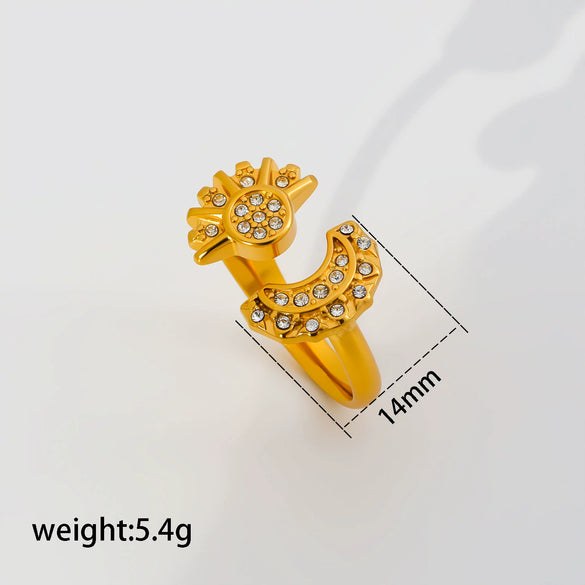 Wholesale Women's Stainless Steel And Titanium Steel Geometric Electroplated Open Stackable Ring