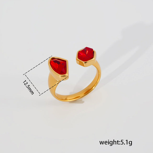 Wholesale Women's Stainless Steel And Titanium Steel Geometric Electroplated Open Stackable Ring
