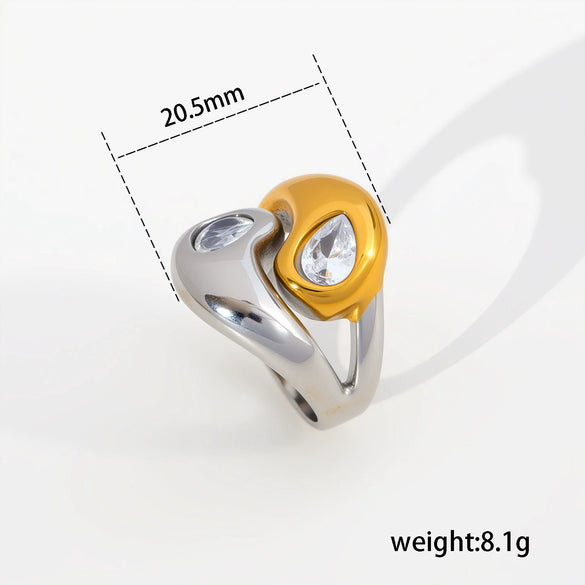 Wholesale Women's Stainless Steel And Titanium Steel Geometric Electroplated Open Stackable Ring