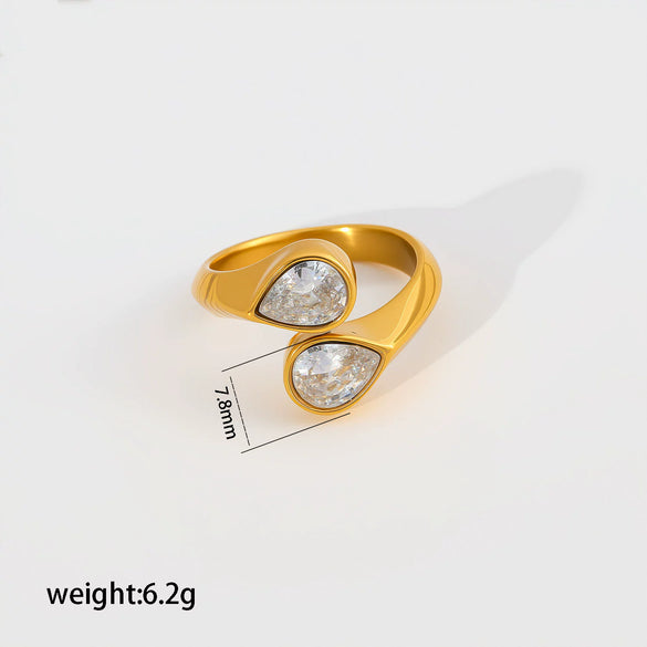 Wholesale Women's Stainless Steel And Titanium Steel Geometric Electroplated Open Stackable Ring
