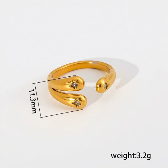 Wholesale Women's Stainless Steel And Titanium Steel Geometric Electroplated Open Stackable Ring