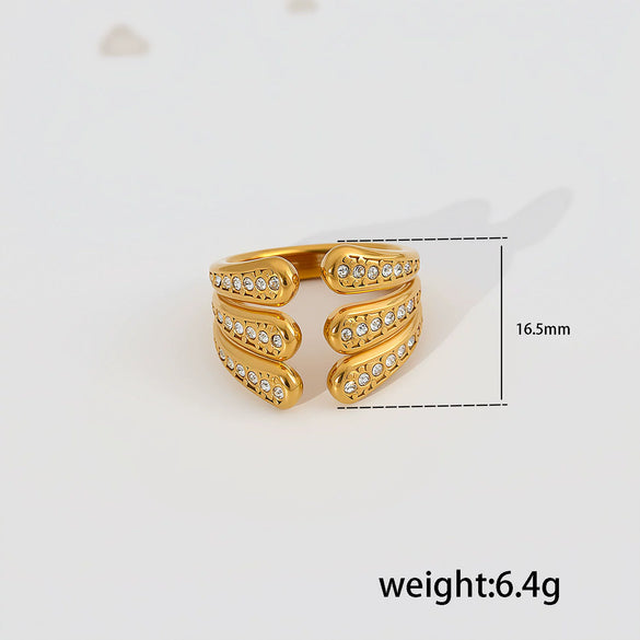 Wholesale Women's Stainless Steel And Titanium Steel Geometric Electroplated Open Stackable Ring