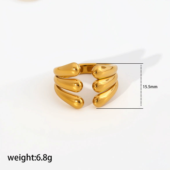Wholesale Women's Stainless Steel And Titanium Steel Geometric Electroplated Open Stackable Ring