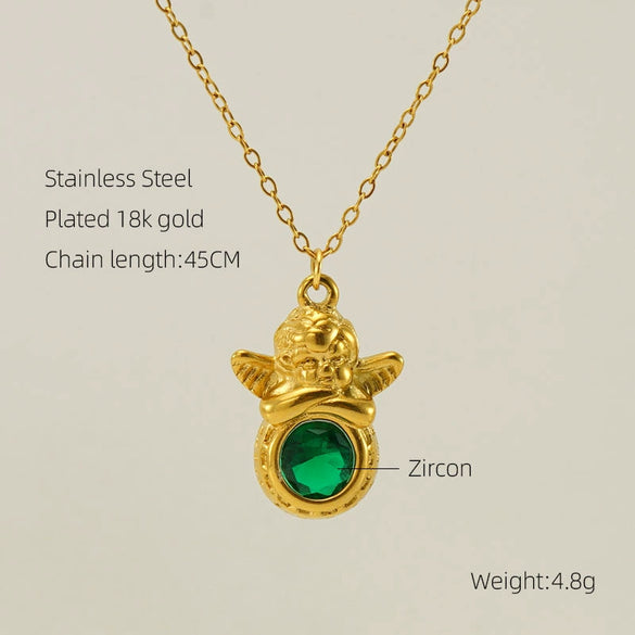 Wholesale Women's Stainless Steel And Titanium Steel Geometric Fashion Goldplated Necklace With Cross Chain