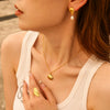 Wholesale Women's Stainless Steel And Titanium Steel Geometric Necklace With Electroplating Design