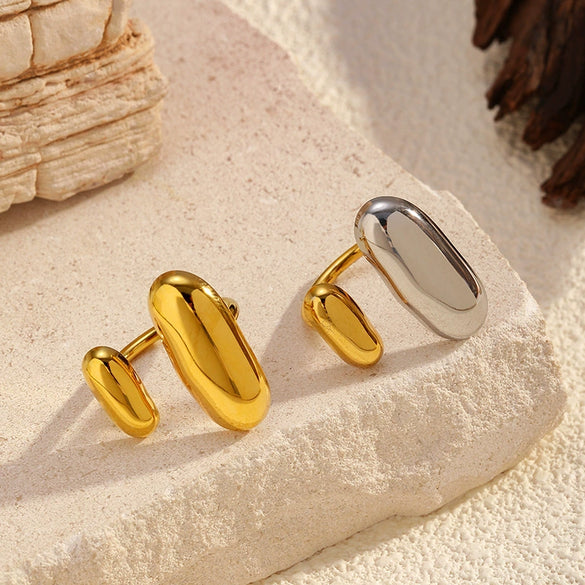 Wholesale Women's Stainless Steel And Titanium Steel Geometric Open Ring With Pvd Furnace Vacuum Real Gold Plating