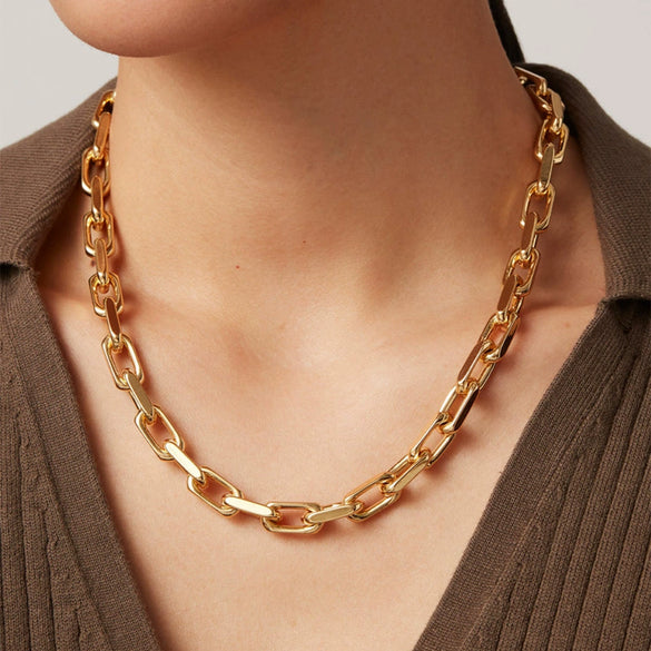 Wholesale Women's Stainless Steel And Titanium Steel Geometric Pattern Electroplated Clavicle Chain Necklace Jewelry