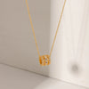 Wholesale Women's Stainless Steel And Titanium Steel Geometric Pendant Necklace With Zircon Inlaid And Electroplated