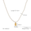 Wholesale Women's Stainless Steel And Titanium Steel Geometric Pendant Pearl Necklace With Electroplating