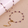 Wholesale Women's Stainless Steel And Titanium Steel Geometric Style Handmade Electroplated Amethyst Gravel Bracelet And Chain Necklace
