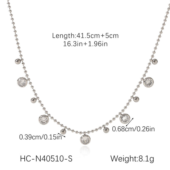 Wholesale Women's Stainless Steel And Titanium Steel Geometric Zircon Tassel Clavicle Necklace