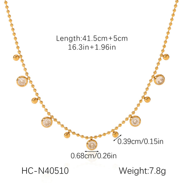 Wholesale Women's Stainless Steel And Titanium Steel Geometric Zircon Tassel Clavicle Necklace