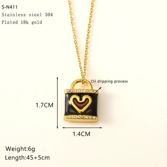 Wholesale Women's Stainless Steel And Titanium Steel Heart Pattern Electroplated Cross Chain Necklace