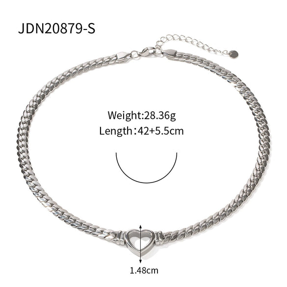 Wholesale Women's Stainless Steel And Titanium Steel Heart Shape Cut Out Electroplated Pendant Necklace With Regular Chain