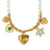Wholesale Women's Stainless Steel And Titanium Steel Heart Shaped Imitation Pearl Pendant Necklace With 18K Gold Plated Electroplating