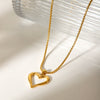 Wholesale Women's Stainless Steel And Titanium Steel Heartshaped Hollow Pendant Necklace With Electroplating Treatment
