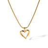 Wholesale Women's Stainless Steel And Titanium Steel Heartshaped Hollow Pendant Necklace With Electroplating Treatment