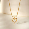 Wholesale Women's Stainless Steel And Titanium Steel Heartshaped Hollow Pendant Necklace With Electroplating Treatment