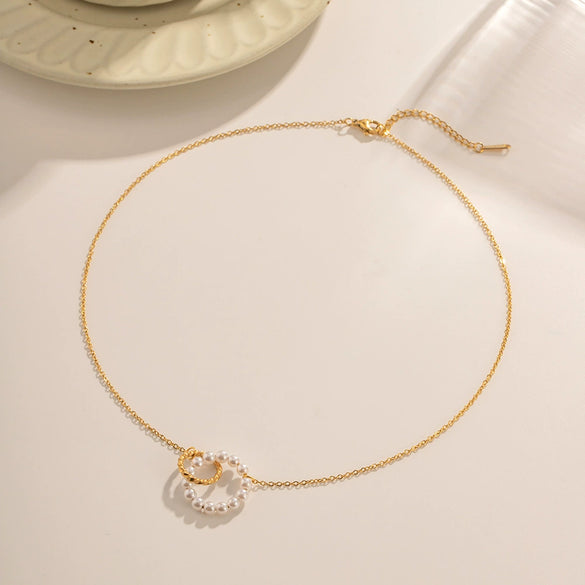 Wholesale Women's Stainless Steel And Titanium Steel Jewelry Set With Geometric Design And Electroplating Including Necklace And Ring