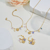 Wholesale Women's Stainless Steel And Titanium Steel Jewelry Set With Geometric Heart Drop Bell Patterns Electroplated For Office Ladies