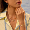Wholesale Women's Stainless Steel And Titanium Steel Jewelry Set With Geometric Heart Drop Bell Patterns Electroplated For Office Ladies