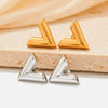 Wholesale Women's Stainless Steel And Titanium Steel Jewelry Set With Geometric V Shaped And Plant Flower Pattern Electroplated Stud Earrings Bracelet And Necklace