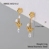 Wholesale Women's Stainless Steel And Titanium Steel Jewelry Set With Heart Drop Bell Geometric Patterns Electroplated