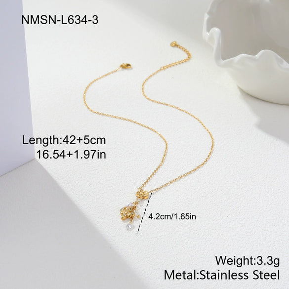 Wholesale Women's Stainless Steel And Titanium Steel Jewelry Set With Heart Drop Bell Geometric Patterns Electroplated