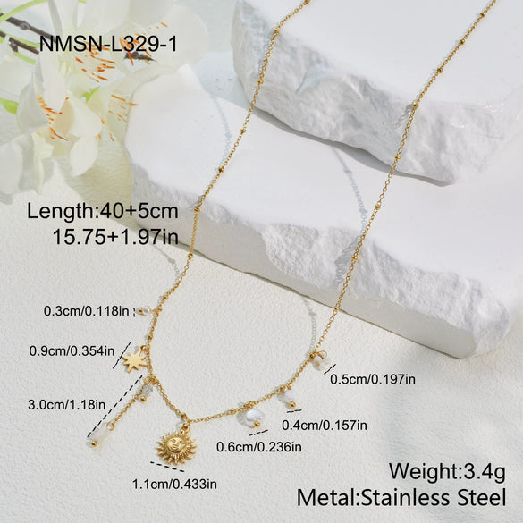 Wholesale Women's Stainless Steel And Titanium Steel Jewelry Set With Heart Drop Bell Patterns Electroplated For Office Ladies