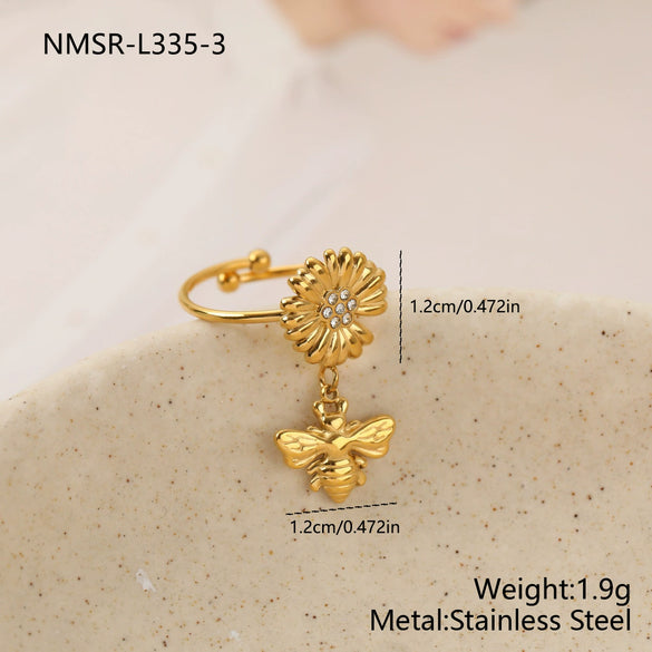 Wholesale Women's Stainless Steel And Titanium Steel Jewelry Set With Heart Water Drop And Bell Patterns Electroplated Design Necklace Earrings And Ring
