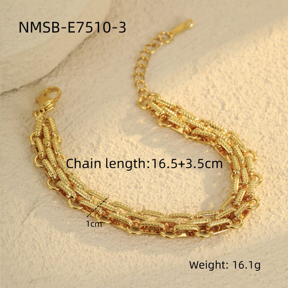 Wholesale Women's Stainless Steel And Titanium Steel Jewelry Set With Heart Water Drop Bell Geometric Patterns Gold Electroplated Clavicle Chain Necklace And Bracelet