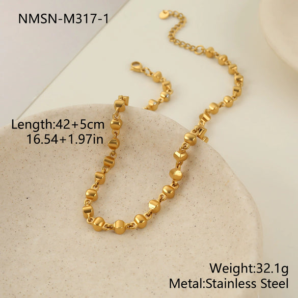 Wholesale Women's Stainless Steel And Titanium Steel Jewelry Set With Heart Water Drop Bell Geometric Patterns Gold Electroplated Clavicle Chain Necklace And Bracelet