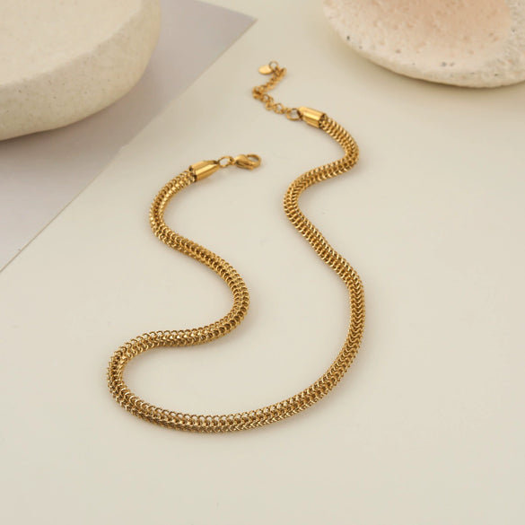 Wholesale Women's Stainless Steel And Titanium Steel Jewelry Set With Heart Water Drop Bell Geometric Patterns Gold Electroplated Clavicle Chain Necklace And Bracelet